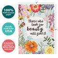 Load image into Gallery viewer, The cover of Tree-Free’s Everywhere You Are card with lines demonstrating its 5x7 dimensions, along with the following text: “100% PCW recycled paper, proudly made in the USA, sustainably printed on extra-thick card stock”