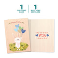 Load image into Gallery viewer, The cover and inside of Tree-Free’s Special Bunny card, along with the following text: “1 greeting card, 1 matching envelope”