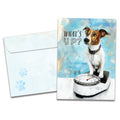 Load image into Gallery viewer, The cover of Tree-Free's What's Up Dog card, along with its matching envelope.
