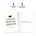 Load image into Gallery viewer, The cover and inside of Tree-Free’s Could Would Should card, along with the following text: “1 greeting card, 1 matching envelope”