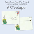 Load image into Gallery viewer, The envelope for Tree-Free’s Soothing Wellness Wishes card, along with the following text: “Every Tree-Free 5x7 card comes with a matching ARTvelope!”