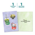 Load image into Gallery viewer, The cover and inside of Tree-Free’s Soothing Wellness Wishes card, along with the following text: “1 greeting card, 1 matching envelope”