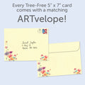Load image into Gallery viewer, The envelope for Tree-Free’s Spring Singing card, along with the following text: “Every Tree-Free 5x7 card comes with a matching ARTvelope!”