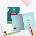 Load image into Gallery viewer, The inside of Tree-Free’s King of the Grill card, with the cover and envelope in the background.