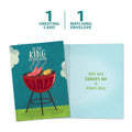 Load image into Gallery viewer, The cover and inside of Tree-Free’s King of the Grill card, along with the following text: “1 greeting card, 1 matching envelope”