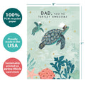 Load image into Gallery viewer, The cover of Tree-Free’s Shellebrating You card with lines demonstrating its 5x7 dimensions, along with the following text: “100% PCW recycled paper, proudly made in the USA, sustainably printed on extra-thick card stock”