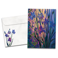 Load image into Gallery viewer, The cover of Tree-Free's Thoughtful Irises card, along with its matching envelope.