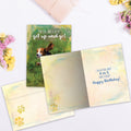 Load image into Gallery viewer, The inside of Tree-Free’s Get Up and Go card, with the cover and envelope in the background.
