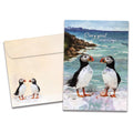 Load image into Gallery viewer, The cover of Tree-Free's Puffin Marriage card, along with its matching envelope.
