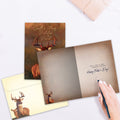 Load image into Gallery viewer, The inside of Tree-Free’s Deer Qualities card, with the cover and envelope in the background.
