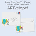 Load image into Gallery viewer, The envelope for Tree-Free’s Never Be Erased card, along with the following text: “Every Tree-Free 5x7 card comes with a matching ARTvelope!”