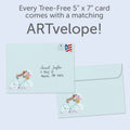 Load image into Gallery viewer, The envelope for Tree-Free’s Miss You card, along with the following text: “Every Tree-Free 5x7 card comes with a matching ARTvelope!”