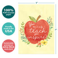 Load image into Gallery viewer, The cover of Tree-Free’s You Inspire card with lines demonstrating its 5x7 dimensions, along with the following text: “100% PCW recycled paper, proudly made in the USA, sustainably printed on extra-thick card stock”