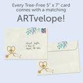 Load image into Gallery viewer, The envelope for Tree-Free’s Love and Empathy card, along with the following text: “Every Tree-Free 5x7 card comes with a matching ARTvelope!”