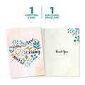 Load image into Gallery viewer, The cover and inside of Tree-Free’s Love and Empathy card, along with the following text: “1 greeting card, 1 matching envelope”