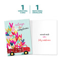 Load image into Gallery viewer, The cover and inside of Tree-Free’s Cumpleanos Truck card, along with the following text: “1 greeting card, 1 matching envelope”