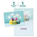 Load image into Gallery viewer, The cover and inside of Tree-Free’s Cumpleanos Cupcakes card, along with the following text: “1 greeting card, 1 matching envelope”