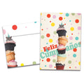 Load image into Gallery viewer, The cover of Tree-Free's Cumpleanos Mouse card, along with its matching envelope.