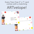 Load image into Gallery viewer, The inside of Tree-Free’s Cumpleanos Mouse card, with the cover and envelope in the background.