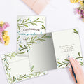 Load image into Gallery viewer, The inside of Tree-Free’s Simpatia Vines card, with the cover and envelope in the background.