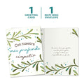 Load image into Gallery viewer, The cover and inside of Tree-Free’s Simpatia Vines card, along with the following text: “1 greeting card, 1 matching envelope”