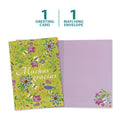 Load image into Gallery viewer, The cover and inside of Tree-Free’s Gracias Flowers card, along with the following text: “1 greeting card, 1 matching envelope”