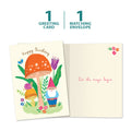 Load image into Gallery viewer, The cover and inside of Tree-Free’s Grow Your Own Magic card, along with the following text: “1 greeting card, 1 matching envelope”