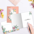 Load image into Gallery viewer, The inside of Tree-Free’s Mrs. and Mrs. card, with the cover and envelope in the background.
