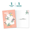 Load image into Gallery viewer, The cover and inside of Tree-Free’s Mrs. and Mrs. card, along with the following text: “1 greeting card, 1 matching envelope”