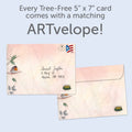 Load image into Gallery viewer, The envelope for Tree-Free’s Like Royalty card, along with the following text: “Every Tree-Free 5x7 card comes with a matching ARTvelope!”