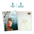 Load image into Gallery viewer, The cover and inside of Tree-Free’s Like Royalty card, along with the following text: “1 greeting card, 1 matching envelope”