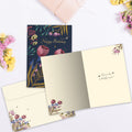 Load image into Gallery viewer, The inside of Tree-Free’s Beauty and Grace card, with the cover and envelope in the background.