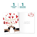 Load image into Gallery viewer, The cover and inside of Tree-Free’s Puppy Love card, along with the following text: “1 greeting card, 1 matching envelope”