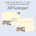 Load image into Gallery viewer, The envelope for Tree-Free’s Fun Day card, along with the following text: “Every Tree-Free 5x7 card comes with a matching ARTvelope!”