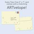 Load image into Gallery viewer, The envelope for Tree-Free’s Soul Sparkle card, along with the following text: “Every Tree-Free 5x7 card comes with a matching ARTvelope!”
