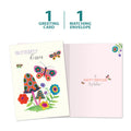 Load image into Gallery viewer, The cover and inside of Tree-Free’s Butterfly Kisses card, along with the following text: “1 greeting card, 1 matching envelope”