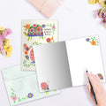 Load image into Gallery viewer, The inside of Tree-Free’s Everything Gets Done card, with the cover and envelope in the background.