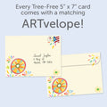 Load image into Gallery viewer, The envelope for Tree-Free’s May Joy Find You card, along with the following text: “Every Tree-Free 5x7 card comes with a matching ARTvelope!”