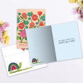 Load image into Gallery viewer, The inside of Tree-Free’s Your Own Pace card, with the cover and envelope in the background.