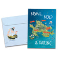 Load image into Gallery viewer, The cover of Tree-Free's Be Brave card, along with its matching envelope.