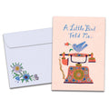 Load image into Gallery viewer, The cover of Tree-Free's A Little Bird card, along with its matching envelope.