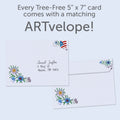Load image into Gallery viewer, The envelope for Tree-Free’s A Little Bird card, along with the following text: “Every Tree-Free 5x7 card comes with a matching ARTvelope!”