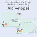 Load image into Gallery viewer, The envelope for Tree-Free’s Slow Down card, along with the following text: “Every Tree-Free 5x7 card comes with a matching ARTvelope!”