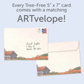 Load image into Gallery viewer, The envelope for Tree-Free’s Autumn Farm card, along with the following text: “Every Tree-Free 5x7 card comes with a matching ARTvelope!”