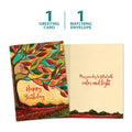 Load image into Gallery viewer, The cover and inside of Tree-Free’s Colorful Foliage card, along with the following text: “1 greeting card, 1 matching envelope”