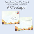 Load image into Gallery viewer, The envelope for Tree-Free’s Thankful Sunshine card, along with the following text: “Every Tree-Free 5x7 card comes with a matching ARTvelope!”