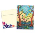 Load image into Gallery viewer, The cover of Tree-Free's Shared Happiness card, along with its matching envelope.
