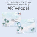Load image into Gallery viewer, The inside of Tree-Free’s Dandy Day card, with the cover and envelope in the background.