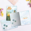Load image into Gallery viewer, The inside of Tree-Free’s Dandy Day card, with the cover and envelope in the background.