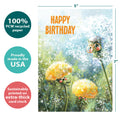 Load image into Gallery viewer, The cover of Tree-Free’s Dandy Day card with lines demonstrating its 5x7 dimensions, along with the following text: “100% PCW recycled paper, proudly made in the USA, sustainably printed on extra-thick card stock”